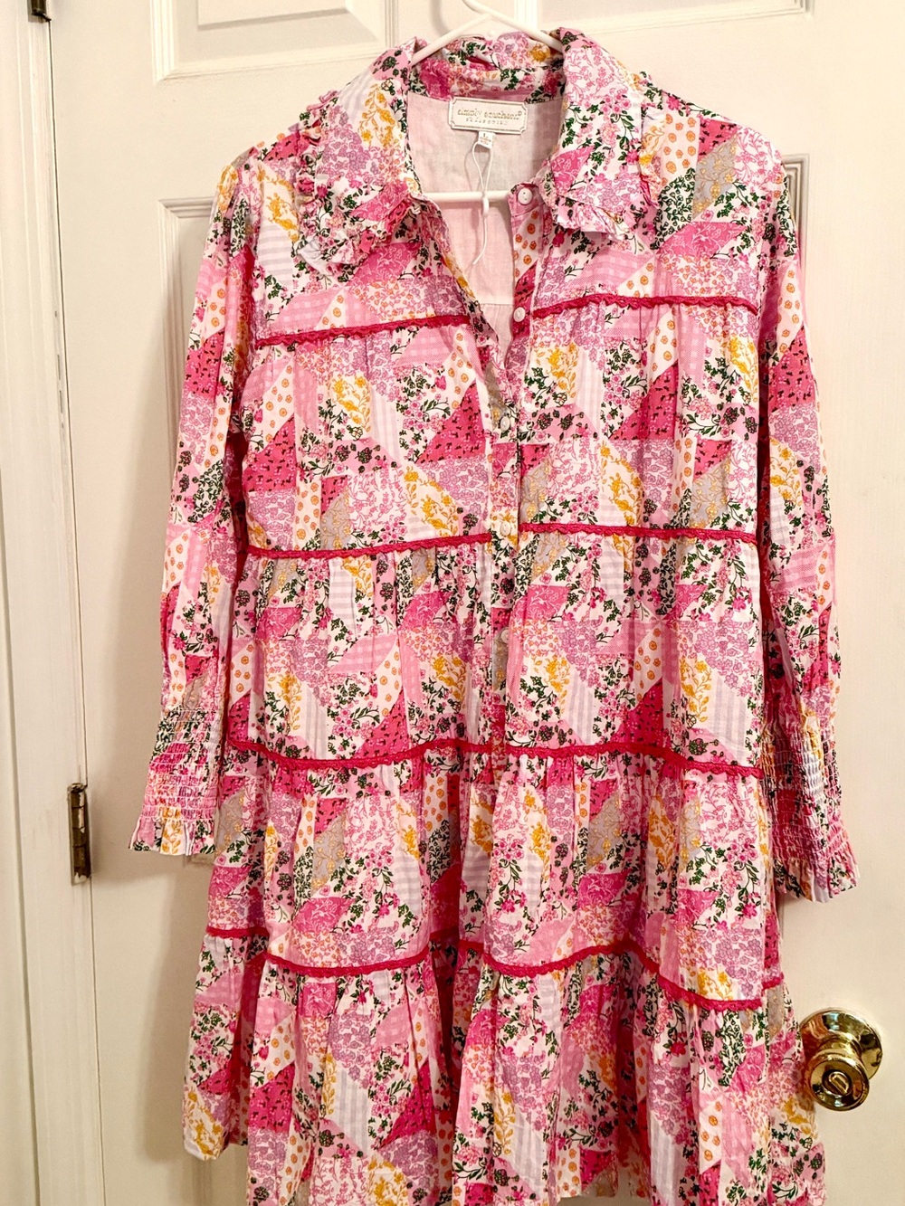 Simply Southern Pink Floral Tiered Long Sleeve Dress - Picture 2 of 5